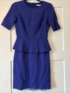 Trina Turk Cobalt Blue Peplum Sheath Dress